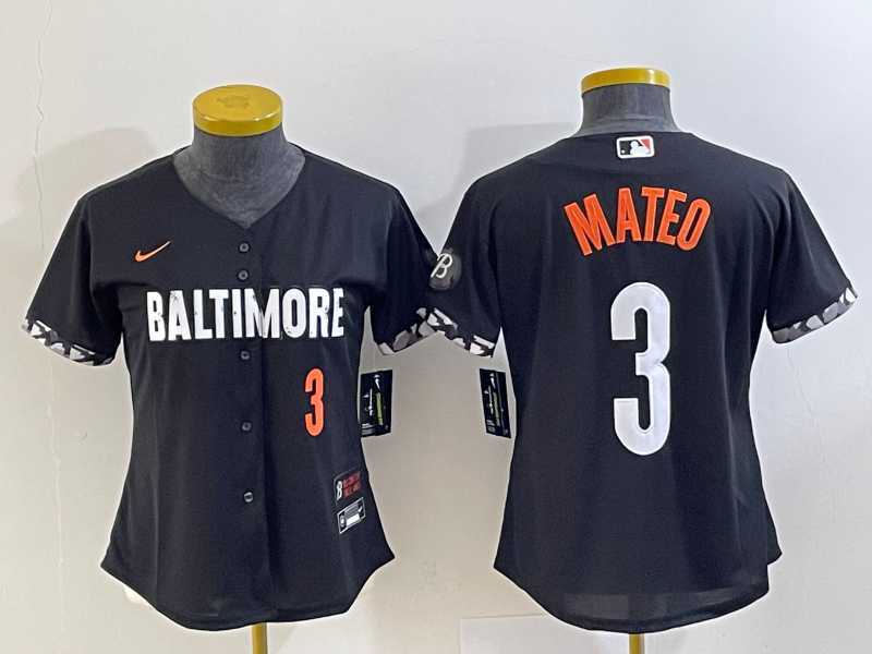 Youth Baltimore Orioles #3 Jorge Mateo Number Black 2023 City Connect Cool Base Jersey->mlb youth jerseys->MLB Jersey